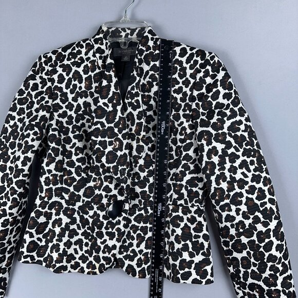 Liz Claiborne Suit Balzer Jacket Womens Size 2 Petite Animal Print Black White - Picture 8 of 11